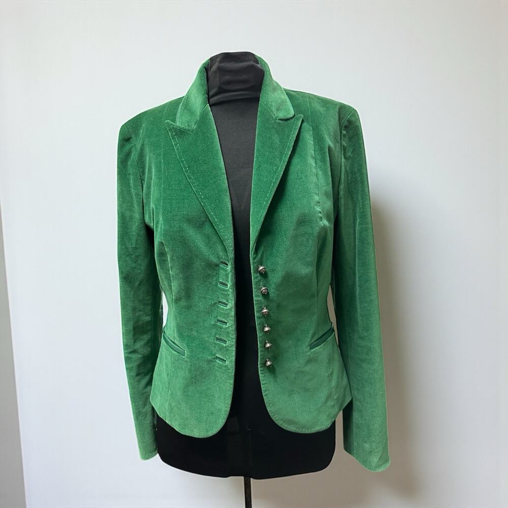 Tahari Womens Blazer Green 6 Velvet Business Office Formal Career Work Corporate - Picture 3 of 12